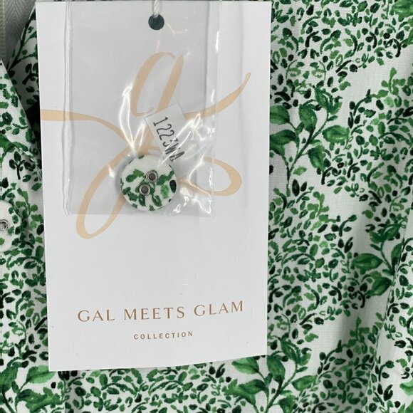 NWT Gal Meets Glam Emery Green Botanical Print Cotton Fit Flare Mini Dress 10 - Picture 13 of 13